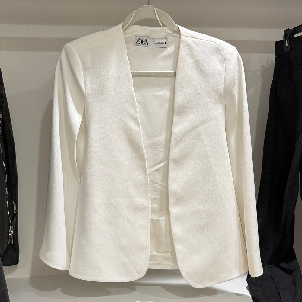 Zara Women's White Cape Blazer Jacket